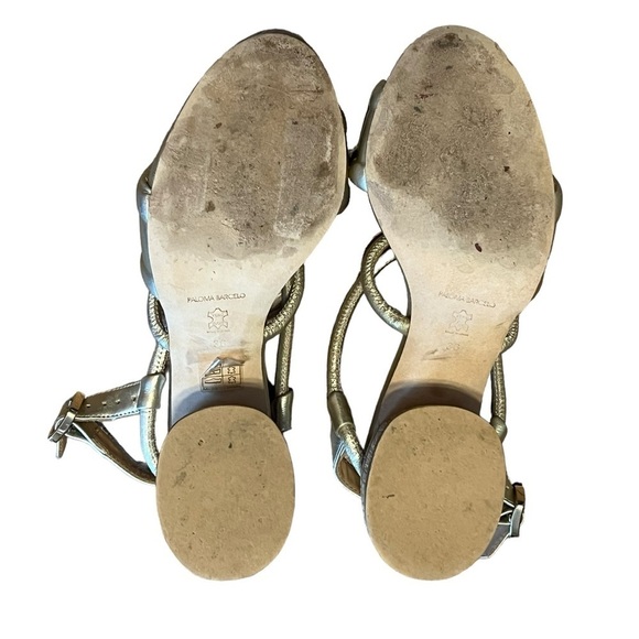 Paloma Barcelo Celia metallic platinum cork heels sandals Made in Spain - Picture 9 of 9